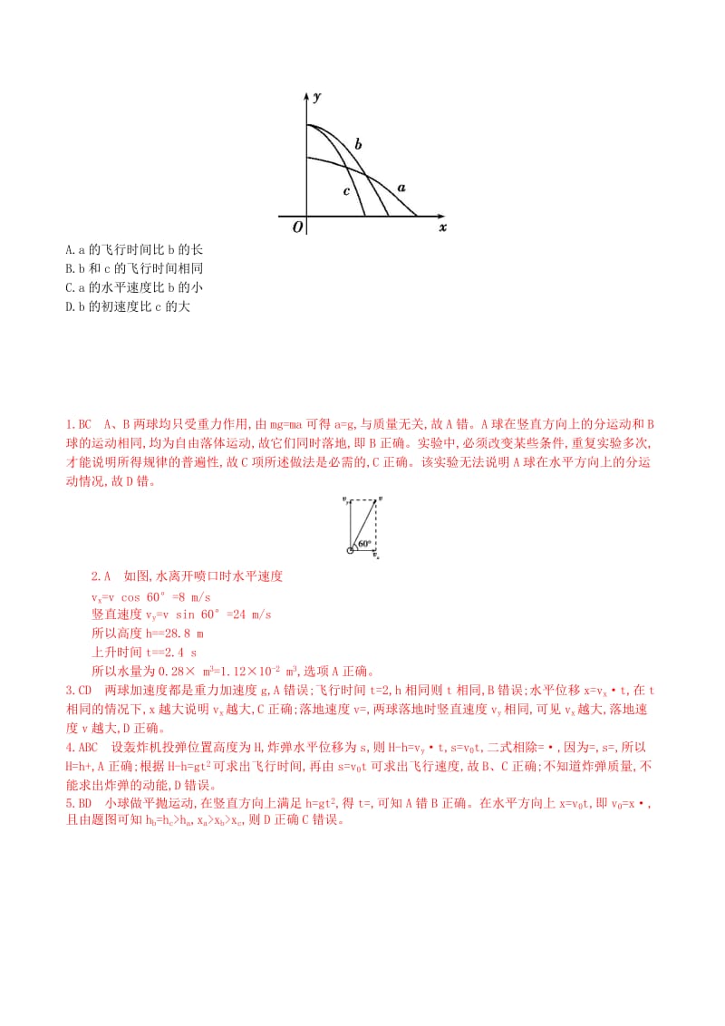 2019-2020年高三物理一轮复习 第4章 第2讲 抛体运动练习(I).doc_第2页