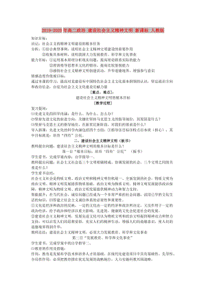 2019-2020年高二政治 建設(shè)社會主義精神文明 新課標(biāo) 人教版.doc