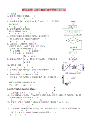 2019-2020年高三數(shù)學(xué) 自主考練（28）文.doc