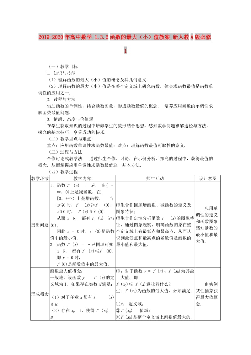 2019-2020年高中数学 1.3.2函数的最大（小）值教案 新人教A版必修1.doc_第1页