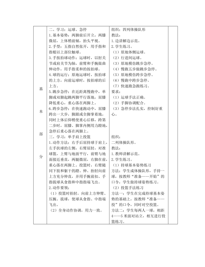 2019-2020年高中体育《篮球-运球、急停、原地单手肩上投篮》（3课时）教案.doc_第3页