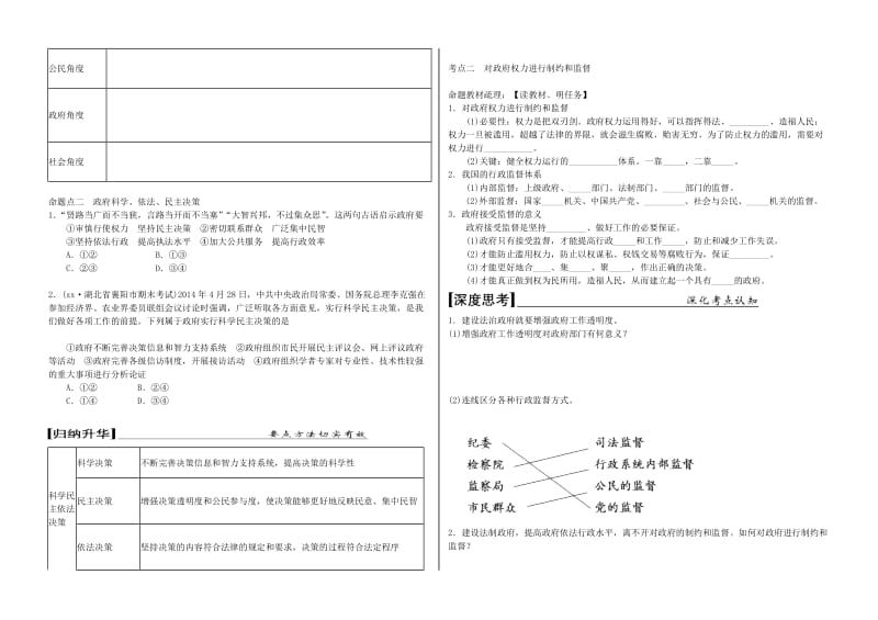 2019-2020年高三政治一轮复习 政治生活 第四课 我国政府受人民的监督学案.doc_第2页