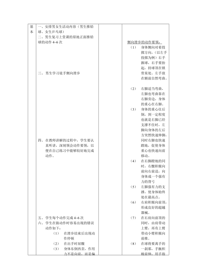 2019-2020年高二体育 男生推铅球教案1.doc_第2页