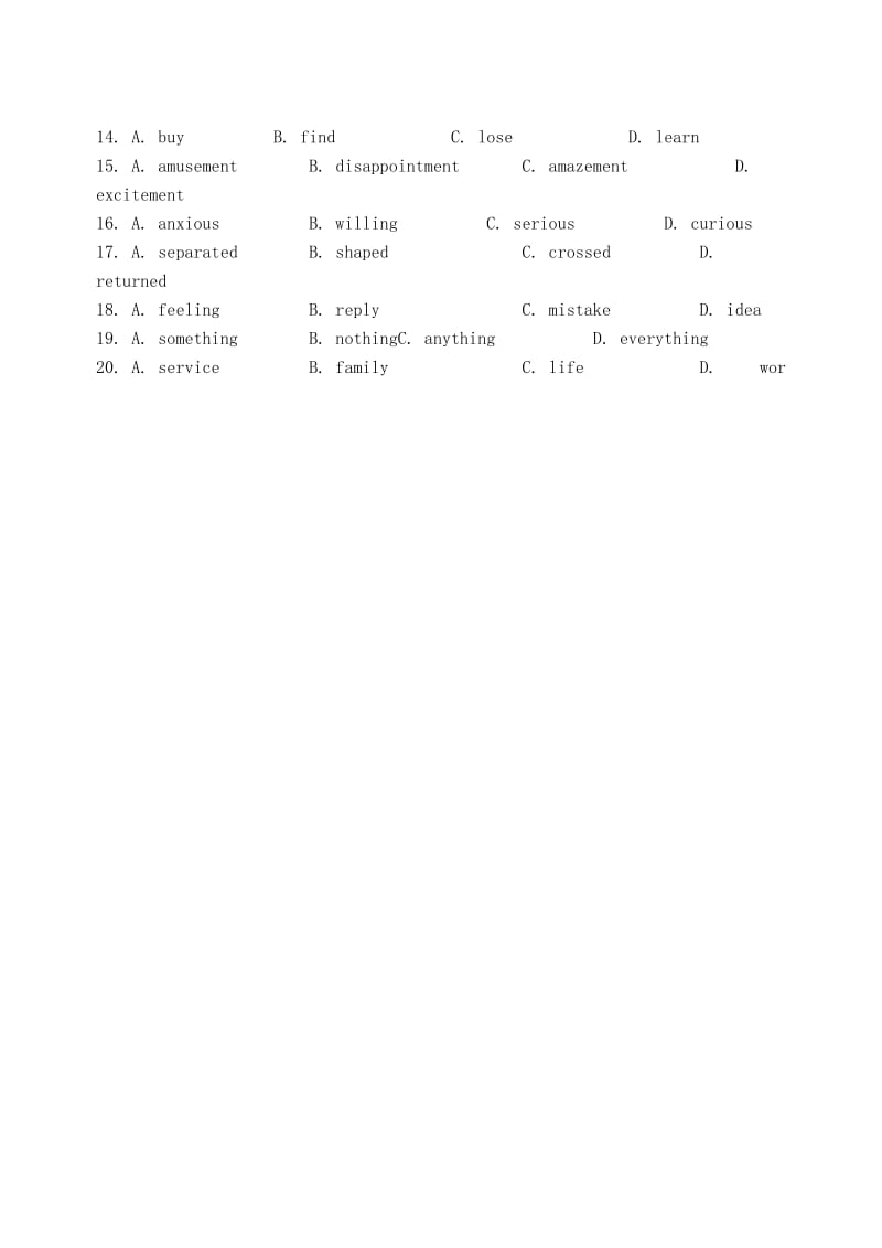 2019-2020年高中英语 Unit 1 Friendship滚动复习2新人教版必修1.doc_第3页