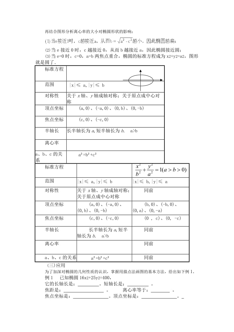 2019-2020年高二数学上 第八章 圆锥曲线方程： 8.2椭圆的简单几何性质(一)教案.doc_第3页