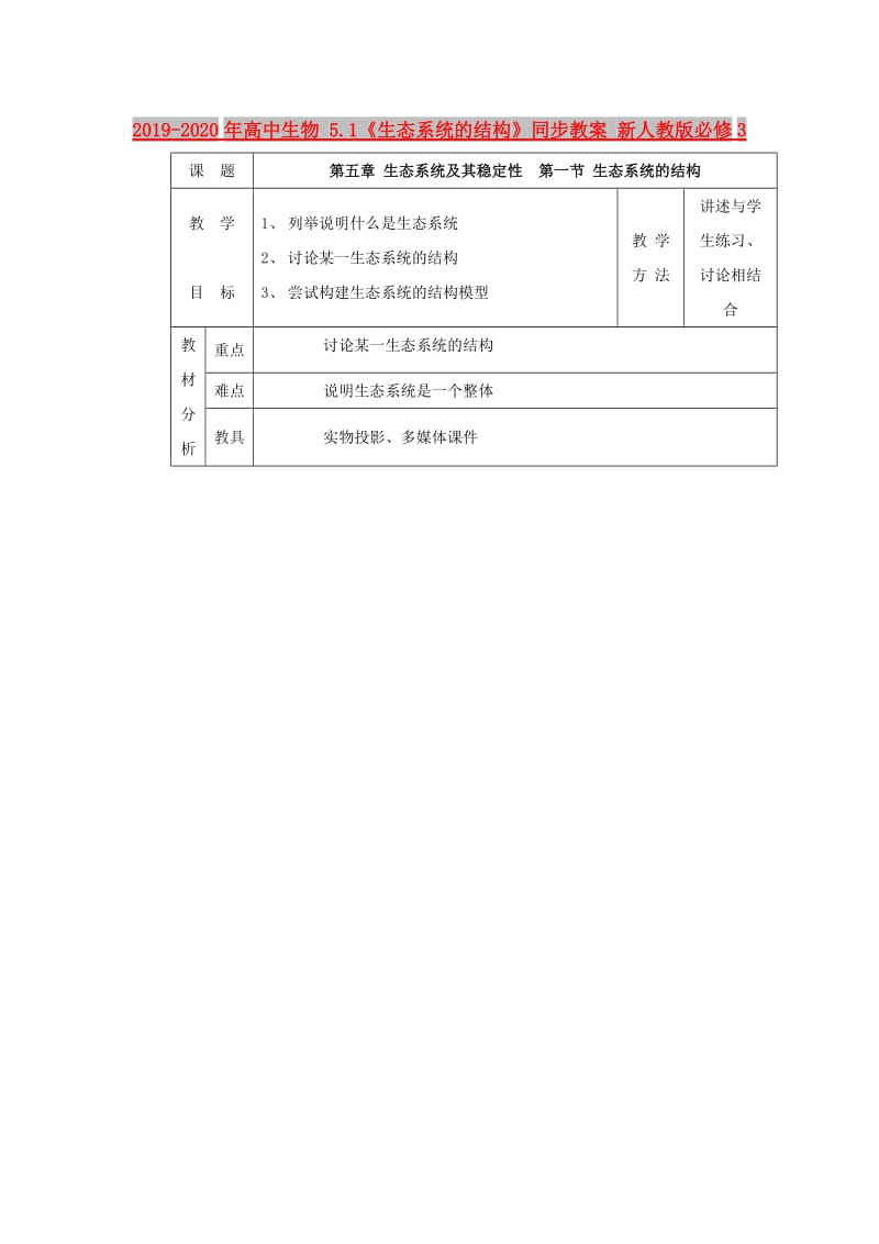 2019-2020年高中生物 5.1《生态系统的结构》同步教案 新人教版必修3.doc_第1页