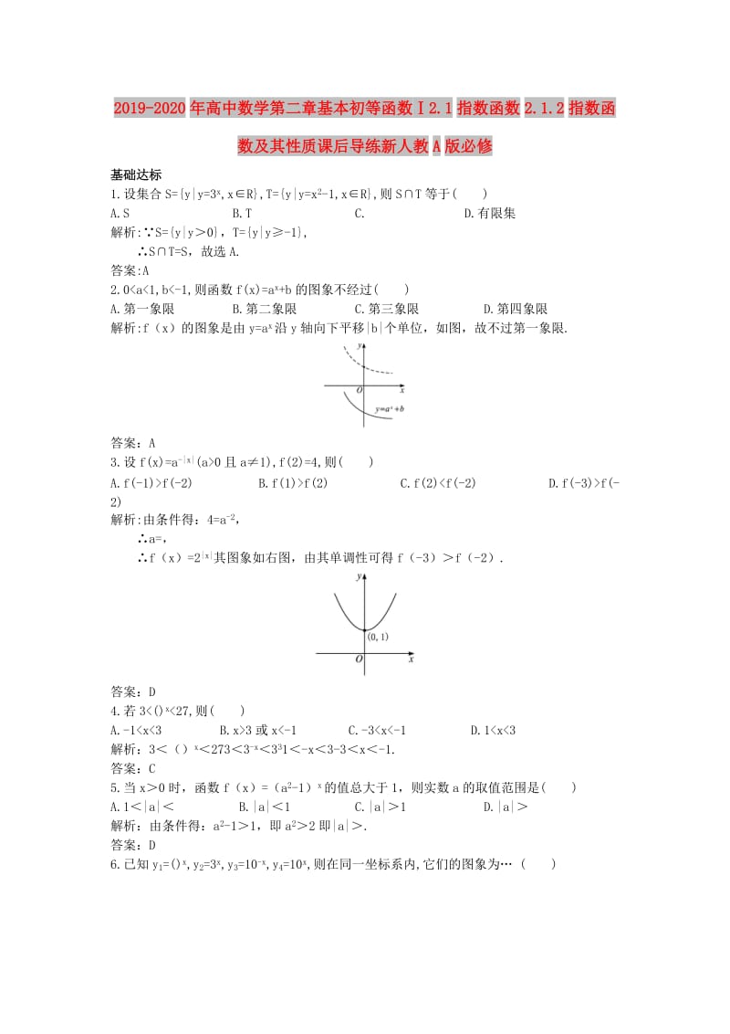 2019-2020年高中数学第二章基本初等函数Ⅰ2.1指数函数2.1.2指数函数及其性质课后导练新人教A版必修.doc_第1页