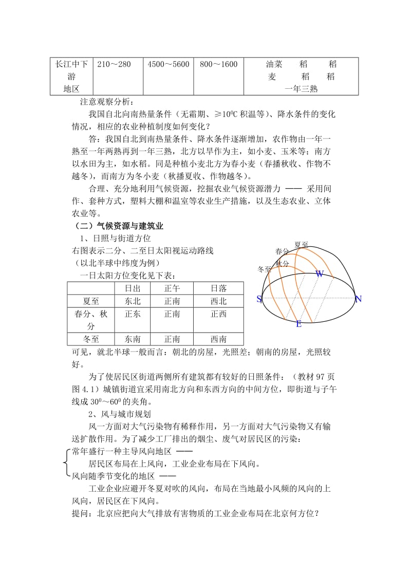 2019-2020年高一地理 4.1 气候资源教案.doc_第2页