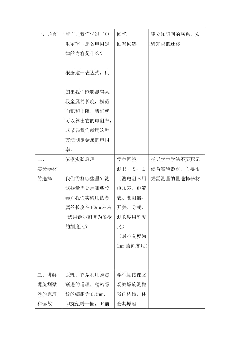 2019-2020年高中物理 测定金属的电阻率教学设计 新人教版选修3-1.doc_第3页