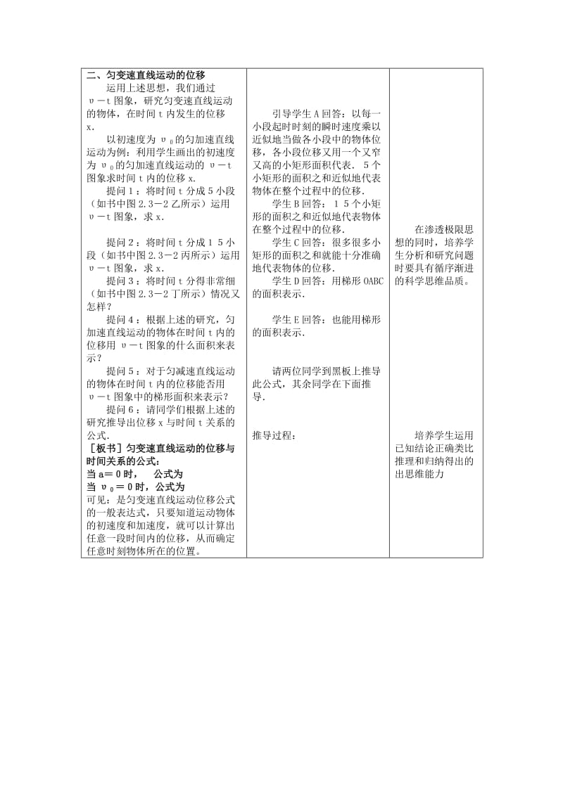 2019-2020年高中物理 匀变速直线运动的位移与时间的关系3教案 新人教版必修1.doc_第3页