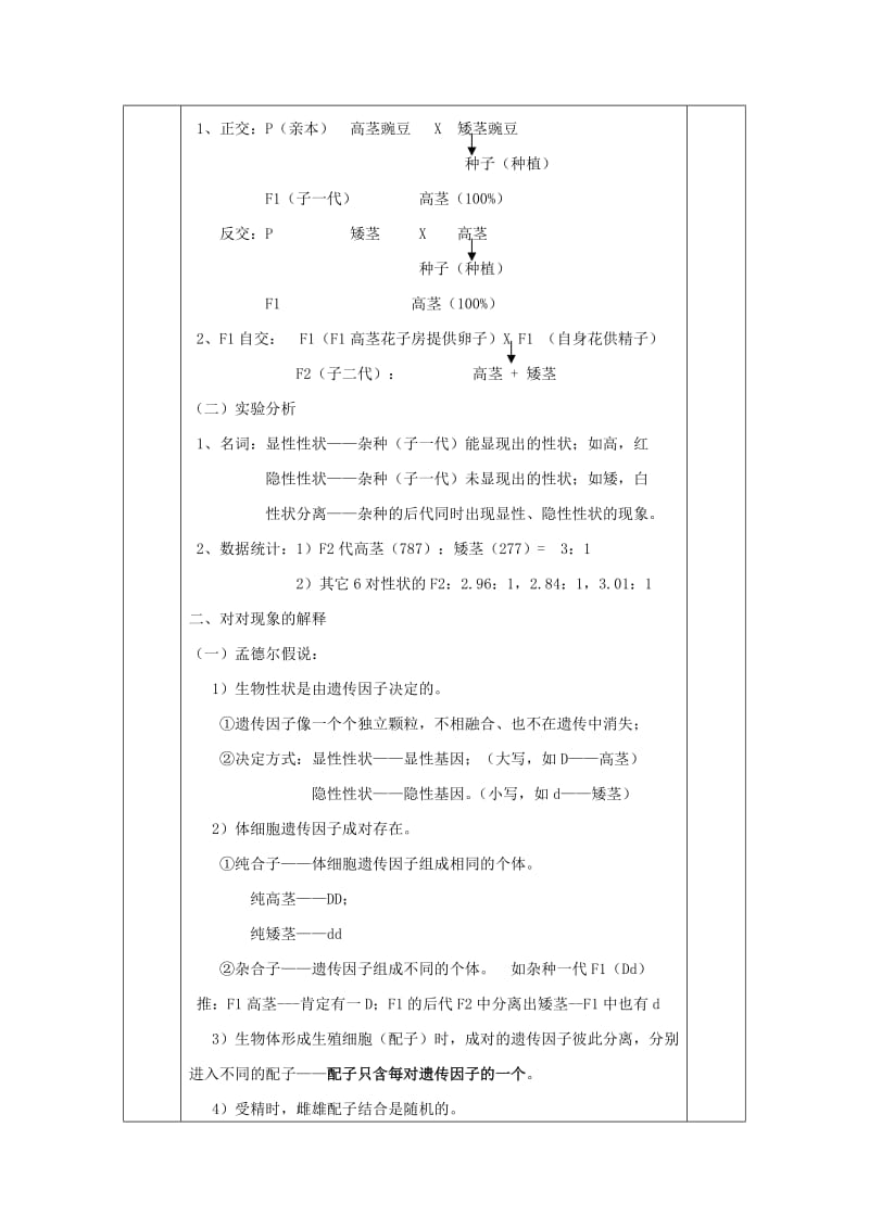 2019-2020年高中生物《孟德尔的豌豆杂交实验（一）》教案9 新人教版必修2.doc_第2页