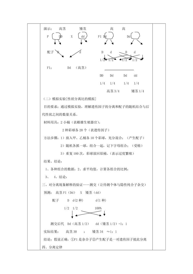 2019-2020年高中生物《孟德尔的豌豆杂交实验（一）》教案9 新人教版必修2.doc_第3页