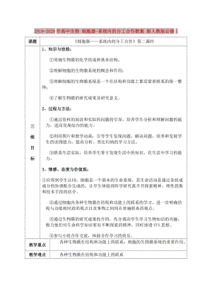 2019-2020年高中生物 細胞器-系統(tǒng)內的分工合作教案 新人教版必修1.doc