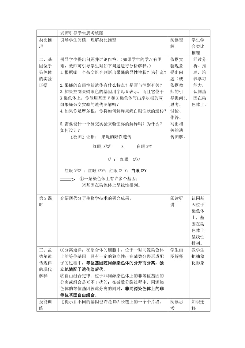 2019-2020年高中生物《基因在染色体上》教案10 新人教版必修2.doc_第2页