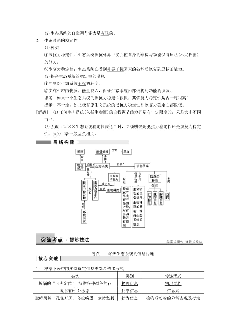 2019-2020年高三生物一轮复习 9.35生态系统的信息传递和稳定性教学案 新人教版.doc_第2页