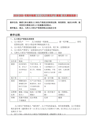 2019-2020年高中地理 1.1《人口再生產(chǎn)》教案 舊人教版選修1.doc