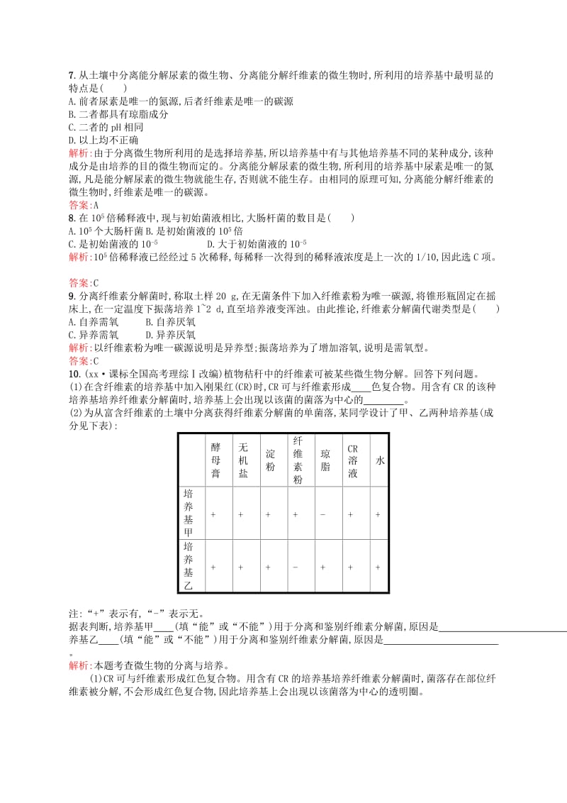 2019-2020年高中生物 1.2 分离特定的微生物并测定其数量课后作业（含解析）苏教版选修1.doc_第2页