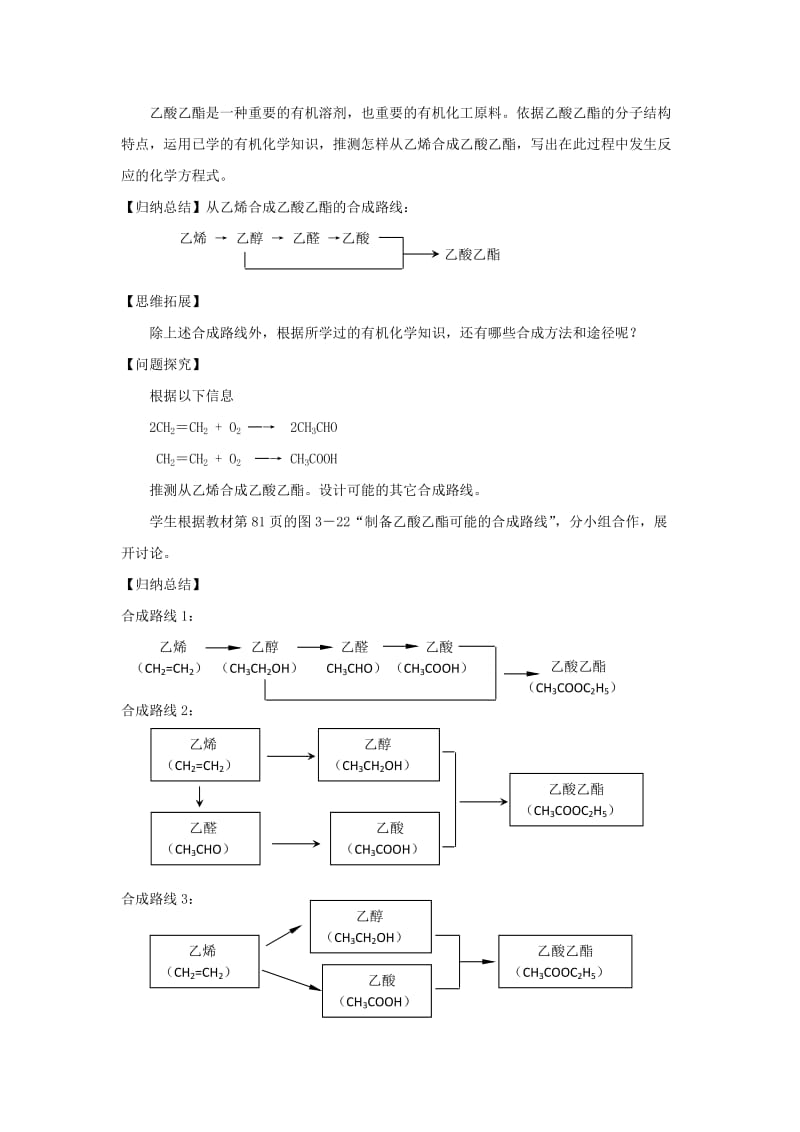 2019-2020年高中化学《人工合成有机化合物-简单有机物的合成》教案2 苏教版选修2.doc_第2页