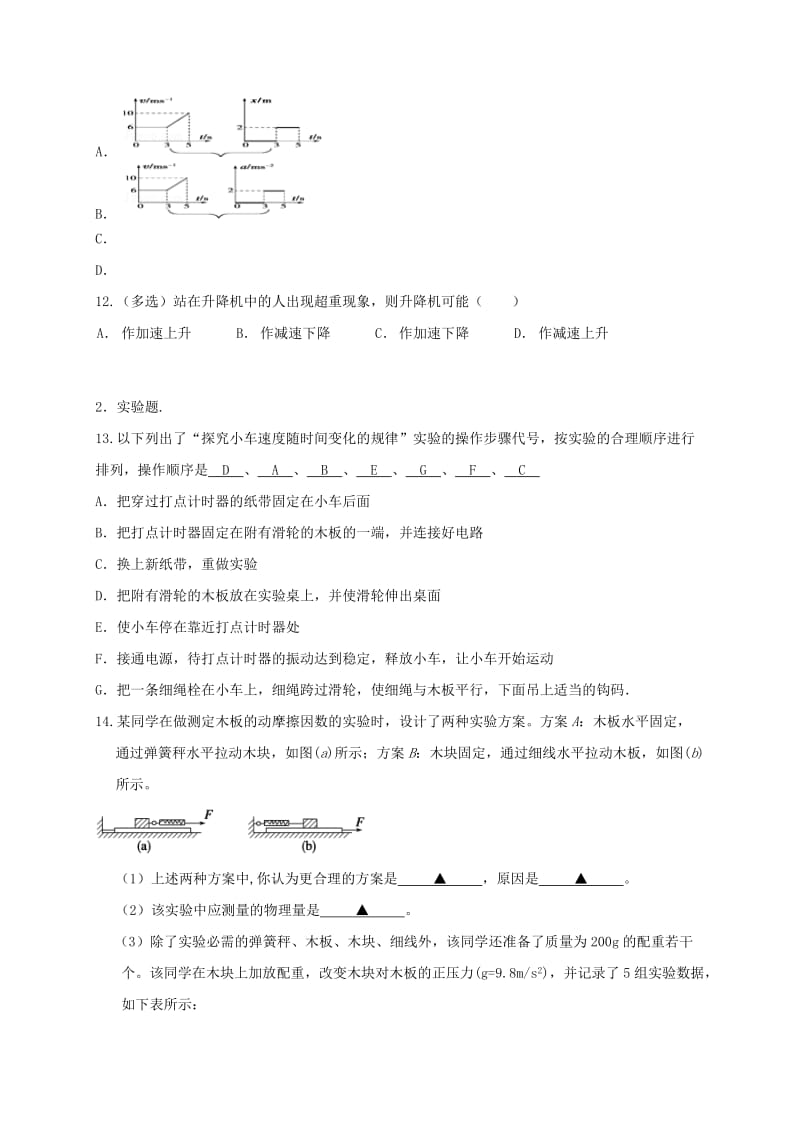 2019-2020年高一物理寒假作业（2）必修1.doc_第3页