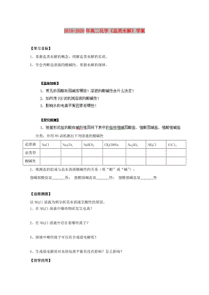 2019-2020年高二化學(xué)《鹽類水解》學(xué)案.doc