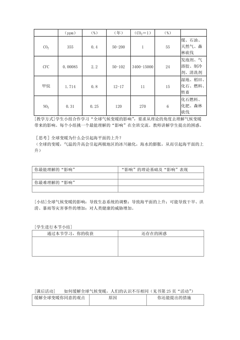 2019-2020年高中地理 第四单元 第三节 全球气候变化及其对人类的影响教案 鲁教版必修1.doc_第3页