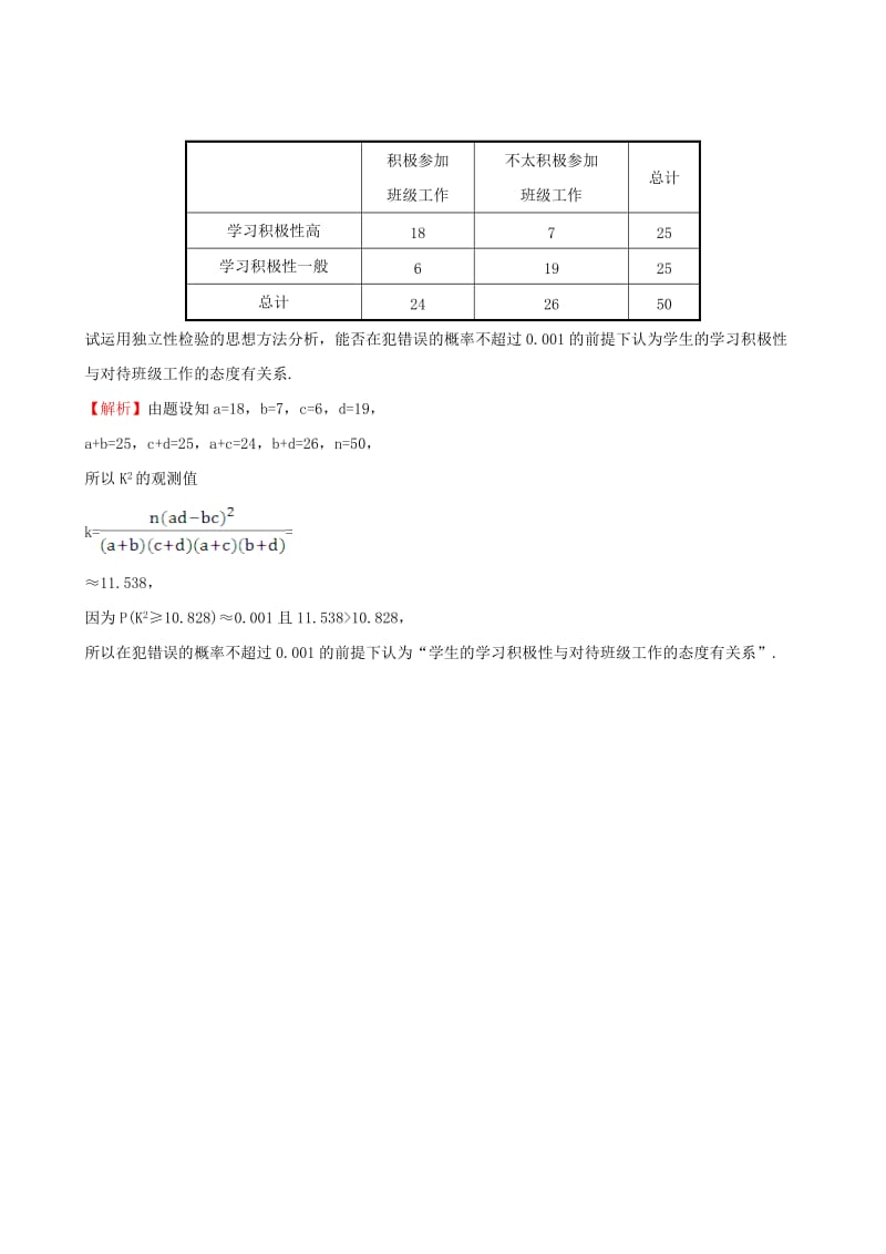 2019-2020年高中数学第一章统计案例1.2独立性检验的基本思想及其初步应用课时自测新人教A版选修.doc_第2页