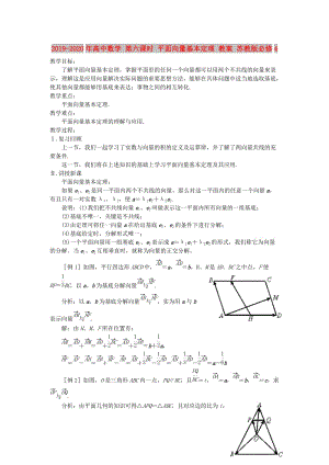 2019-2020年高中數(shù)學(xué) 第六課時(shí) 平面向量基本定理 教案 蘇教版必修4.doc