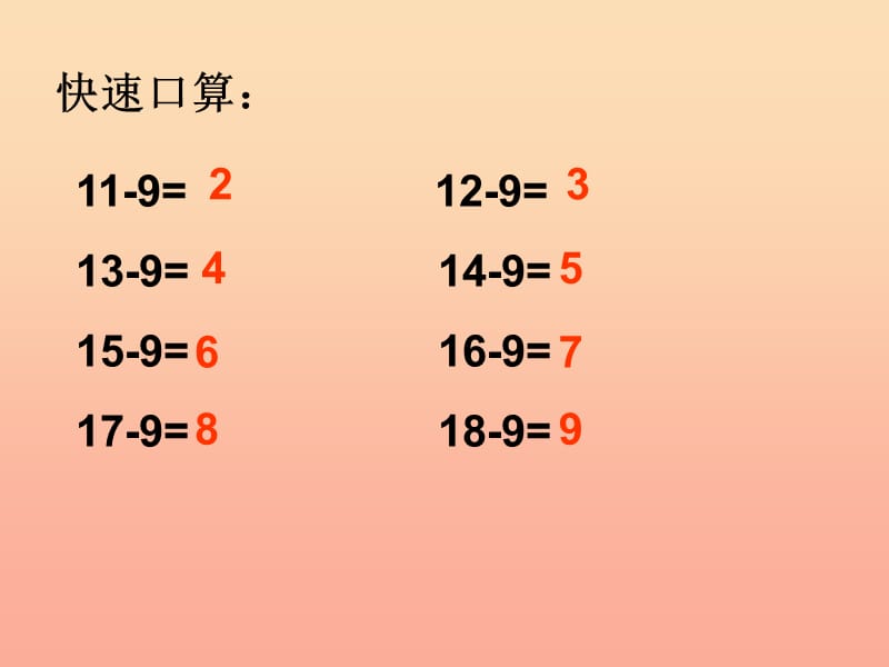 一年级数学下册 1.1《十几减9》课件4 苏教版.ppt_第3页