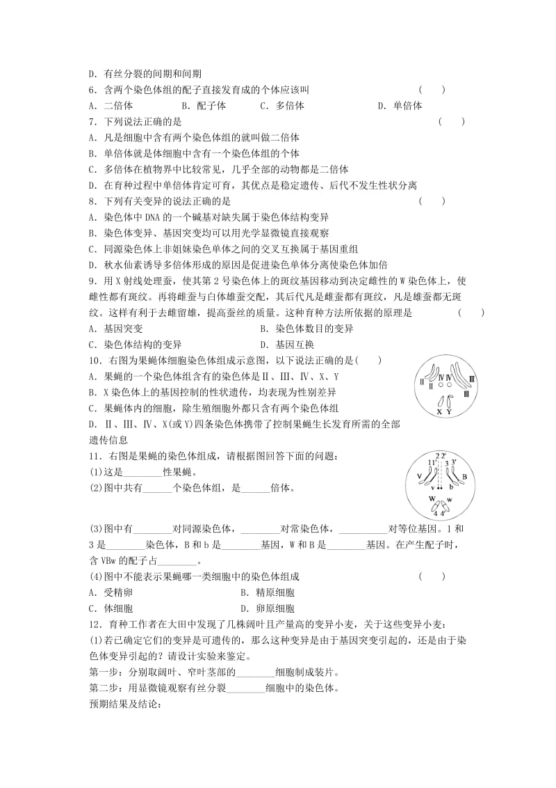 2019-2020年高中生物《5.2 染色体变异》学案（1）新人教版必修2.doc_第3页