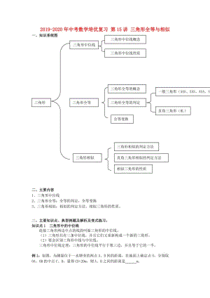 2019-2020年中考數(shù)學(xué)培優(yōu)復(fù)習(xí) 第15講 三角形全等與相似.doc