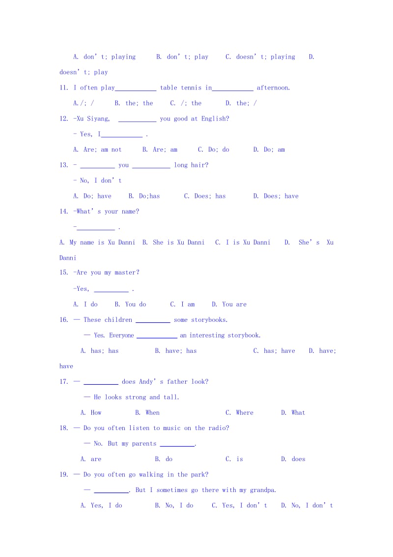 2019-2020年七年级上学期第一次双周测试英语试题.doc_第2页