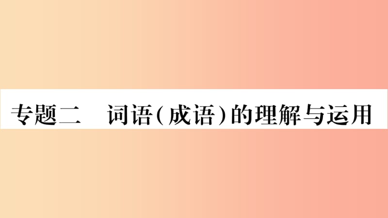 湖南省2019年中考语文第1部分积累与运用专题2词语成语的理解与运用课件.ppt_第1页