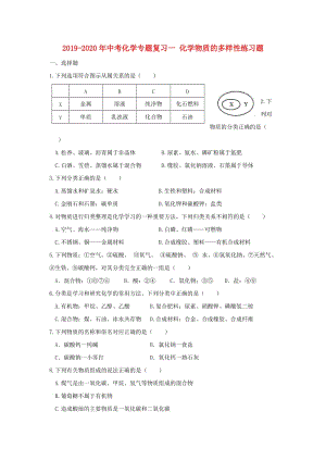 2019-2020年中考化學(xué)專題復(fù)習(xí)一 化學(xué)物質(zhì)的多樣性練習(xí)題.doc