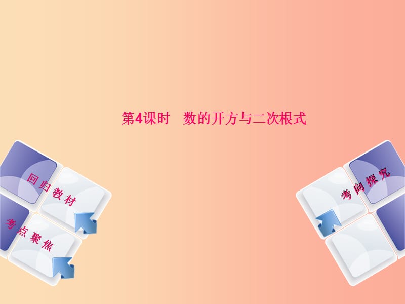 江苏省2019届中考数学专题复习 第一章 数与式（第4课时）数的开方与二次根式课件.ppt_第1页