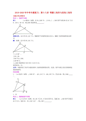 2019-2020年中考專題復(fù)習(xí)：第十八講 等腰三角形與直角三角形.doc