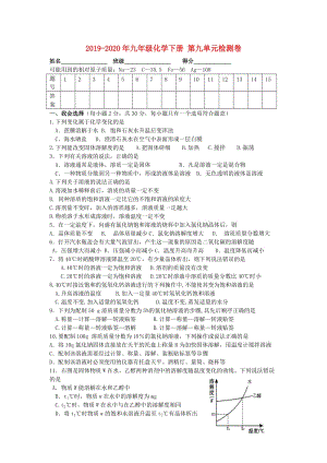 2019-2020年九年級化學下冊 第九單元檢測卷.doc