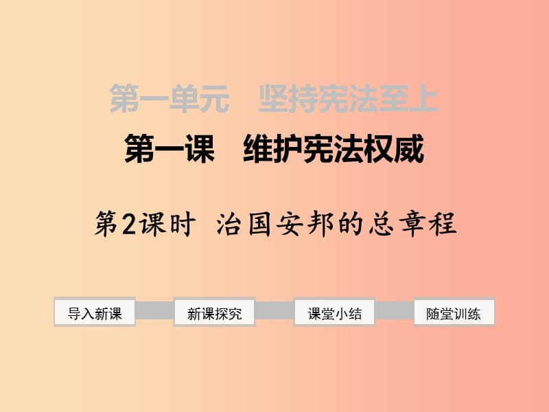 八年级道德与法治下册 第一单元 坚持宪法至上 第一课 维护宪法权威 第2框 治国安邦的总章程 .ppt_第1页