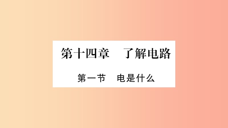 2019秋九年级物理全册14.1电是什么习题课件新版沪科版.ppt_第1页