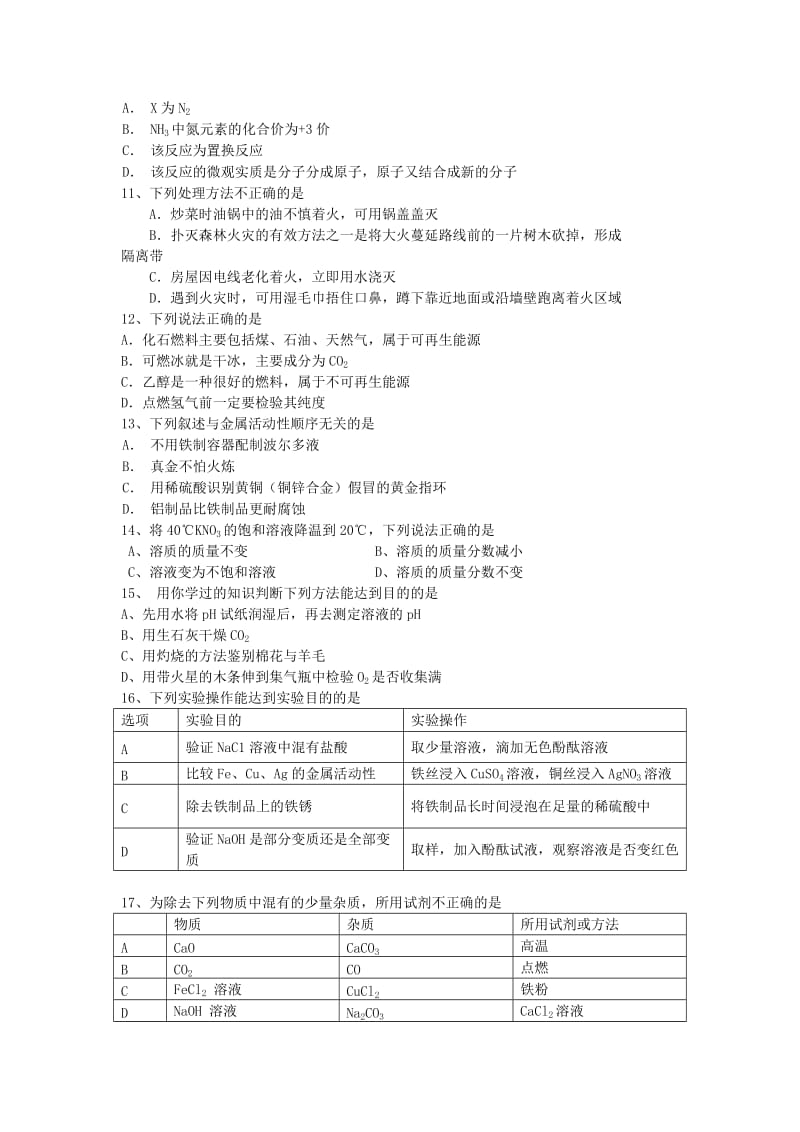 2019-2020年九年级化学下学期期中试题（答案不全）.doc_第2页