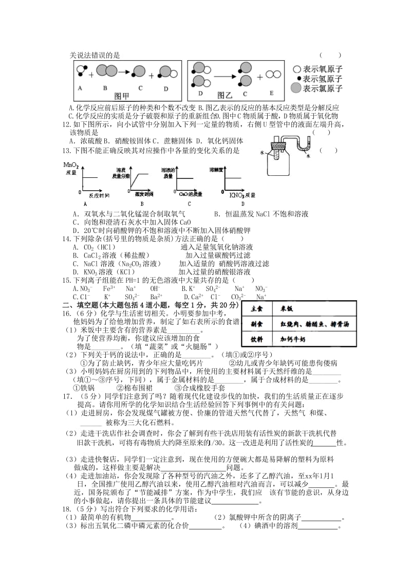 2019-2020年九年级化学第一次模拟考试试题(V).doc_第2页