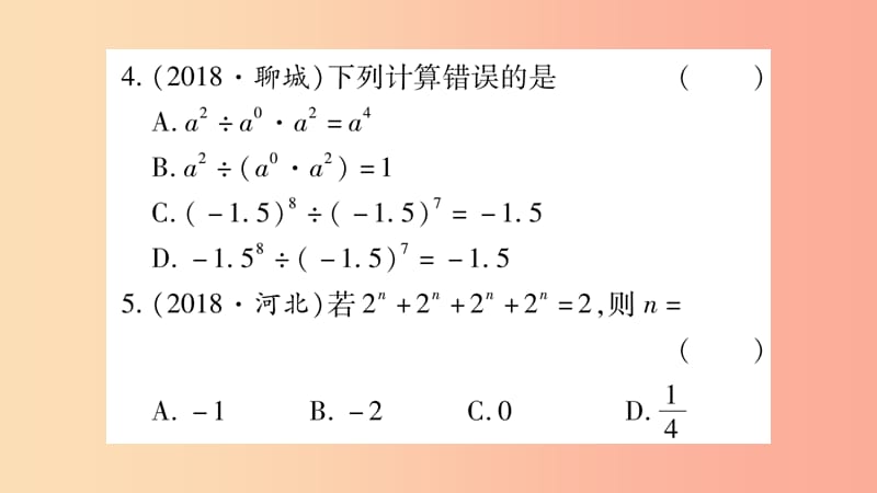 湖南省2019年中考数学复习 第一轮 考点系统复习 第1章 数与式 第2节 整式与因式分解习题课件.ppt_第3页