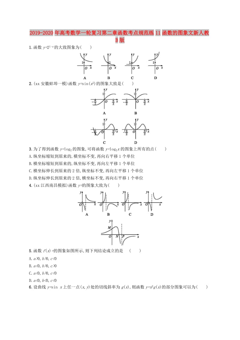 2019-2020年高考数学一轮复习第二章函数考点规范练11函数的图象文新人教B版.doc_第1页