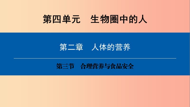 2019年七年级生物下册 第四单元 第二章 第三节 合理营养与食品安全课件 新人教版.ppt_第1页