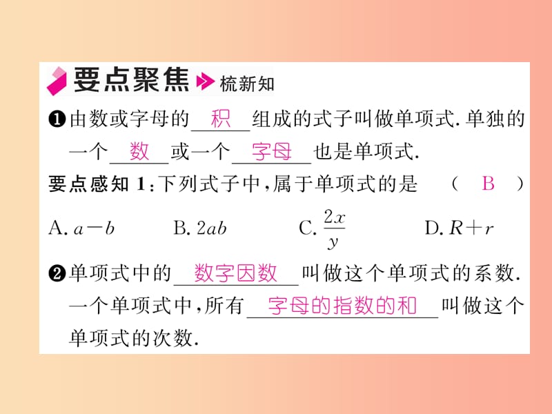 2019年秋七年级数学上册 第二章 整式的加减 2.1 整式 第2课时 单项式习题课件 新人教版.ppt_第2页