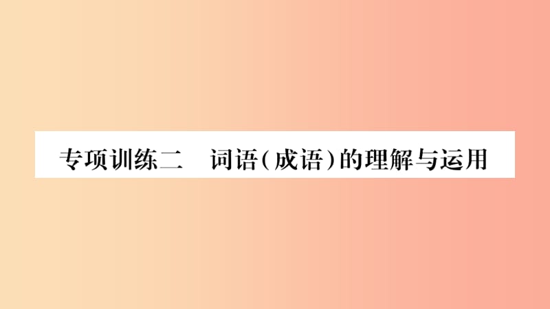 四川省2019年中考语文 专题2 词语（成语）的理解与运用精练课件.ppt_第1页