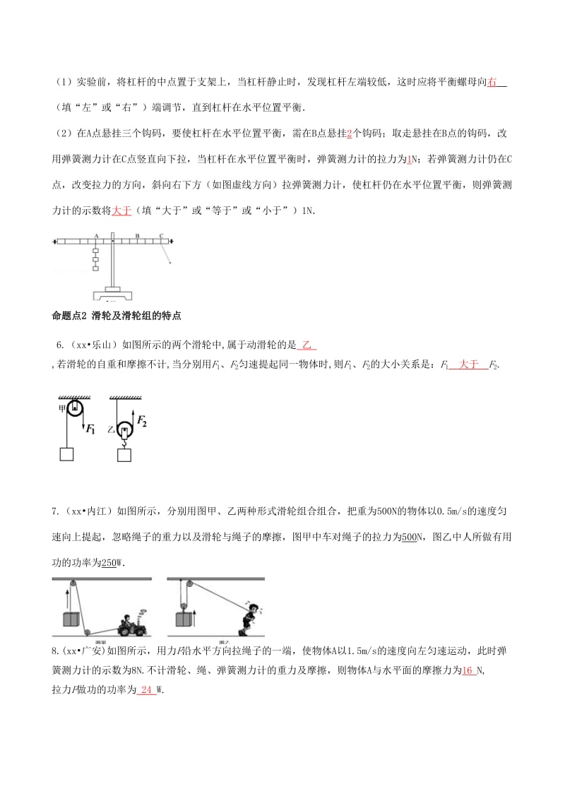 2019-2020年中考物理专题复习第13讲简单机械练习.doc_第2页