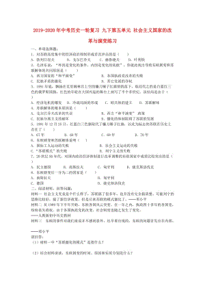 2019-2020年中考歷史一輪復習 九下第五單元 社會主義國家的改革與演變練習.doc