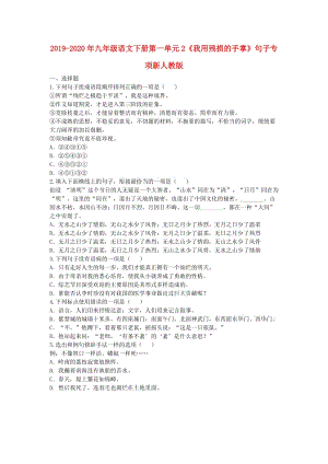 2019-2020年九年級(jí)語文下冊(cè)第一單元2《我用殘損的手掌》句子專項(xiàng)新人教版.doc