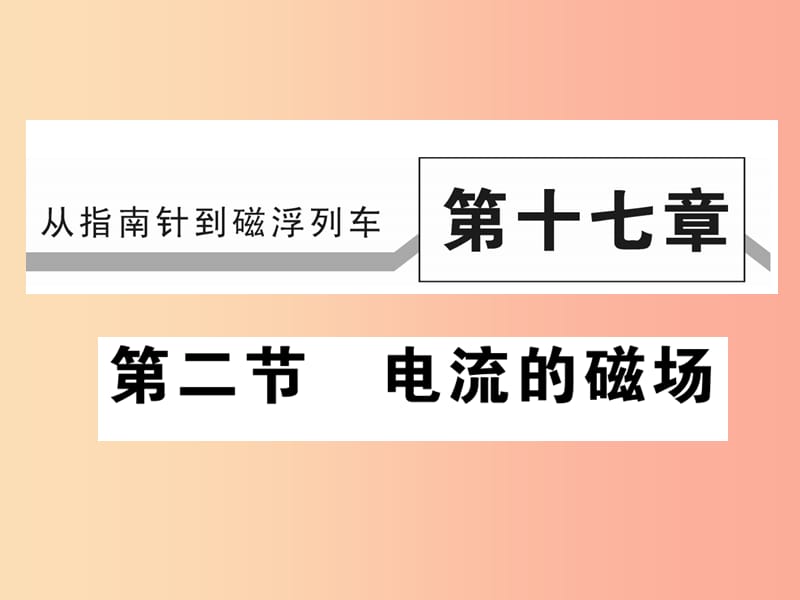 2019秋九年级物理全册第十七章第二节电流的磁场习题课件新版沪科版.ppt_第1页