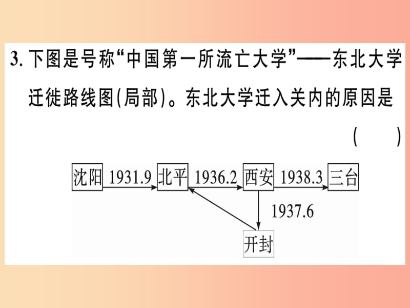 八年级历史上册第六单元中华民族的抗日战-争第18课从九一八事变到西安事变基础达标+能力提升+素养闯关习题.ppt_第3页